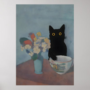 Black Cat Print Still Life Emile Bernard
