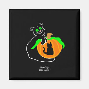 Black Cat Pumpkin 2 Inch Square Magnet