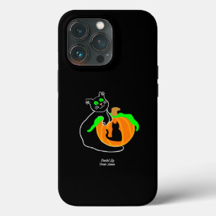 Black Cat Pumpkin Apple iPhone 13 Pro Case