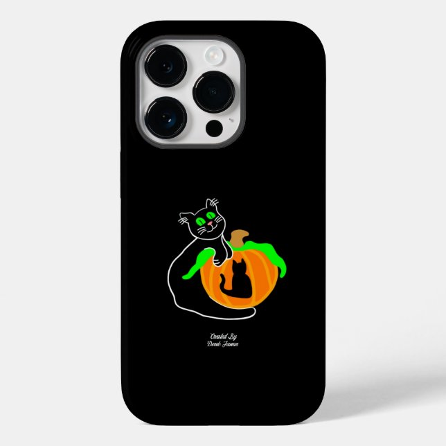 Black Cat Pumpkin Apple iPhone 14 Pro Case (Back)