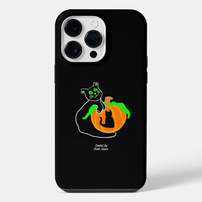 Black Cat Pumpkin Apple iPhone 14 Pro Max Case (Back)