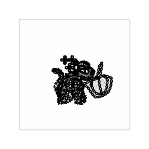 Black cat pumpkin cool path self-inking stamp