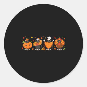 Black Cat Pumpkin E Turkey Thanksgiving Fall Cat L Classic Round Sticker