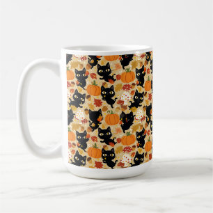 Black Cat Pumpkin Foliage Coffee Mug