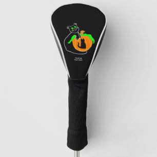 Black Cat Pumpkin Golf Club Cover