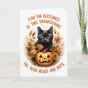 Black Cat & Pumpkin Greeting Card