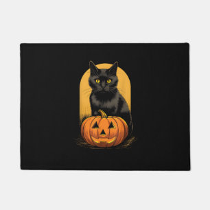 Black Cat Pumpkin Halloween Costume For Women Men  Doormat