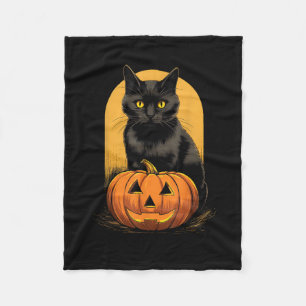 Black Cat Pumpkin Halloween Costume For Women Men Fleece Blanket