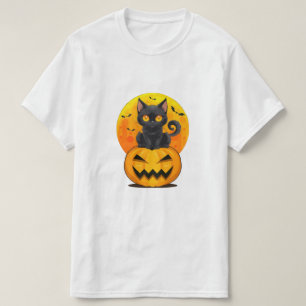 Black Cat Pumpkin Halloween Costume T-Shirt