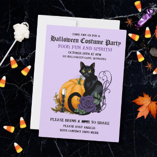 Black Cat & Pumpkin Halloween Party Invitation
