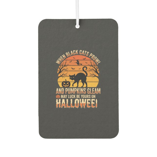 Black Cat Pumpkin Halloween Vector Design Air Freshener (Front)