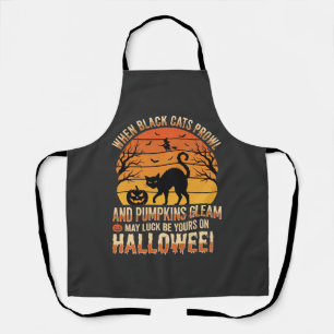 Black Cat Pumpkin Halloween Vector Design Apron