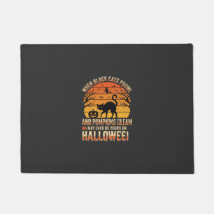 Black Cat Pumpkin Halloween Vector Design Doormat