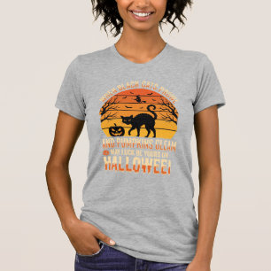 Black Cat Pumpkin Halloween Vector Design T-Shirt