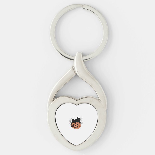 Black Cat Pumpkin  Keychain (Front)