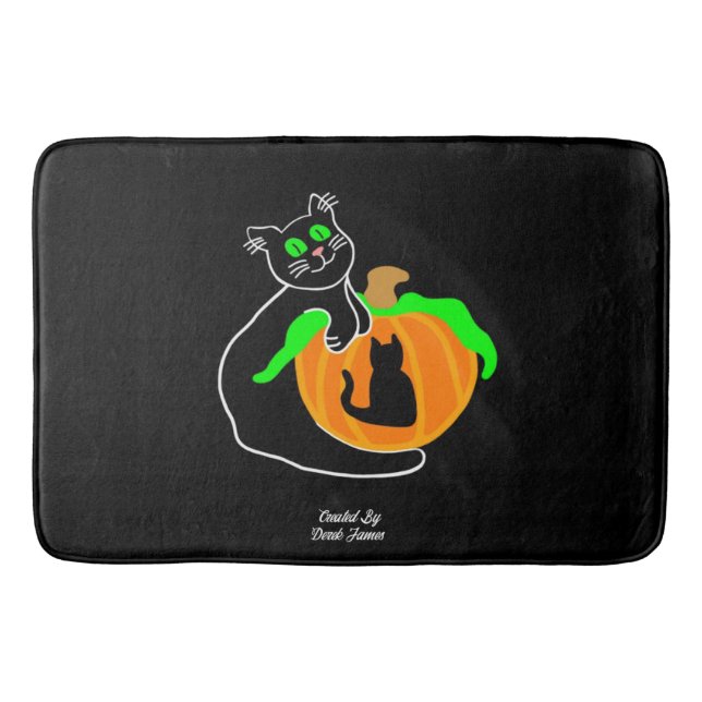 Black Cat Pumpkin Large Bath Mat (Front)
