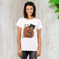 Black Cat Pumpkin Letter S Halloween