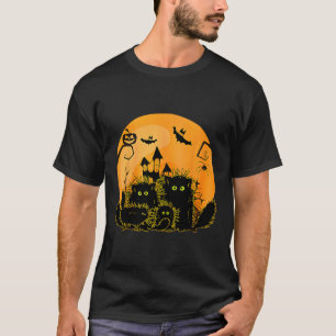 Black Cat Pumpkin Moon Halloween Costume Cat Lover T-Shirt