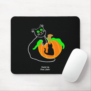 Black Cat Pumpkin Mouse Pad