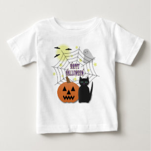 Black Cat & Pumpkin Not Scary Halloween Baby T-Shirt