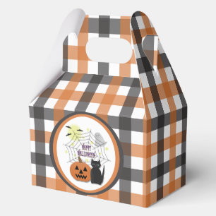 Black Cat & Pumpkin Not Scary Halloween Favor Box