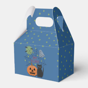 Black Cat & Pumpkin Not Scary Halloween Favor Box
