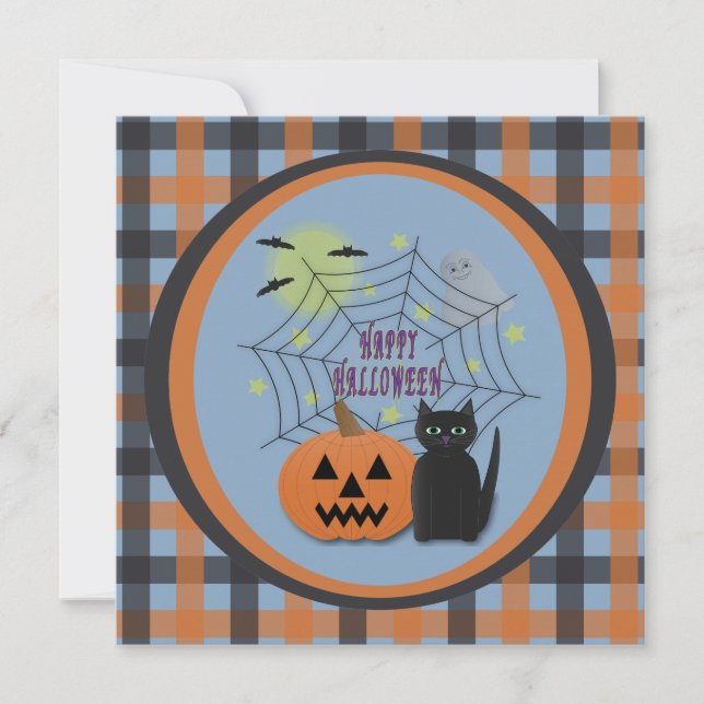 Black Cat & Pumpkin Not Scary Halloween Invitation (Front)