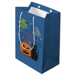Black Cat & Pumpkin Not Scary Halloween Medium Gift Bag