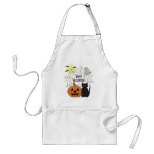 Black Cat & Pumpkin Not Scary Halloween Standard Apron