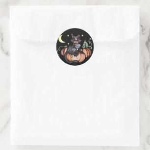 Black Cat Pumpkin Patch Moon Classic Round Sticker