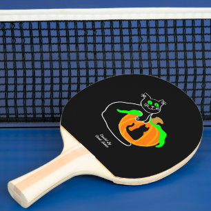 Black Cat Pumpkin Ping Pong Paddle
