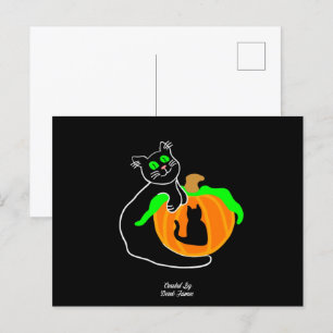 Black Cat Pumpkin Postcard