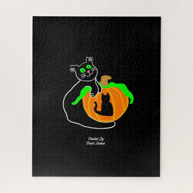 Black Cat Pumpkin Puzzle (520 Pieces) (Vertical)