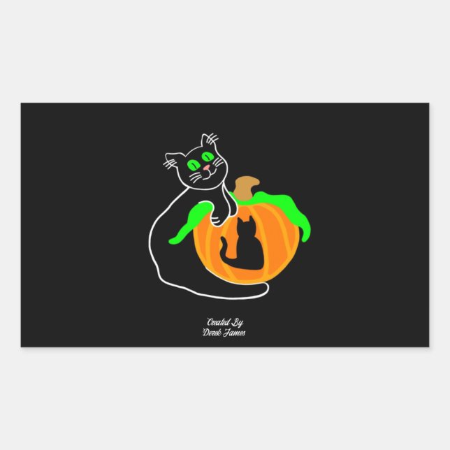 Black Cat Pumpkin Rectangle Sticker (Front)