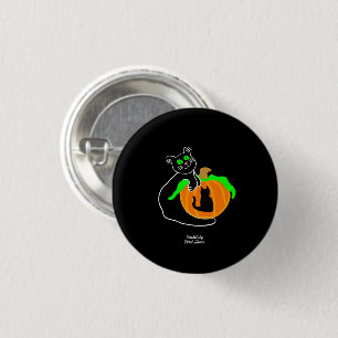 Black Cat Pumpkin Round Button