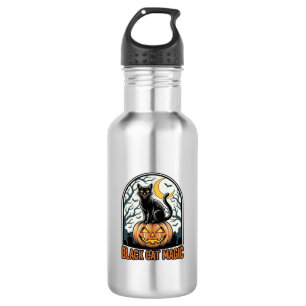 Black Cat Pumpkin Vintage Halloween Engraving_1 532 Ml Water Bottle