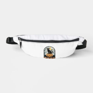 Black Cat Pumpkin Vintage Halloween Engraving_1 Fanny Pack