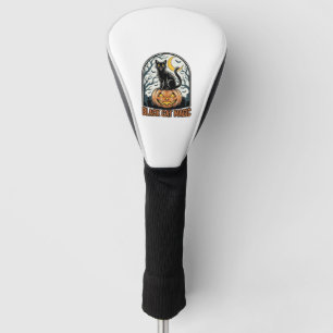 Black Cat Pumpkin Vintage Halloween Engraving_1 Golf Head Cover