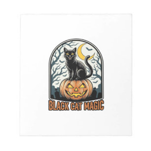 Black Cat Pumpkin Vintage Halloween Engraving_1 Notepad