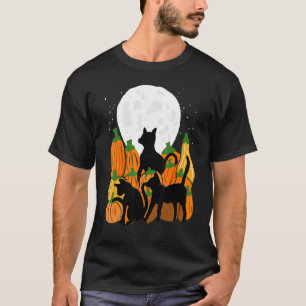 Black Cat & Pumpkins Halloween  Full Moon Spooky G T-Shirt
