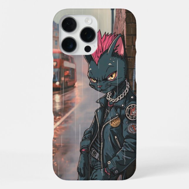 Black Cat Punk in London iPhone Case (Back)
