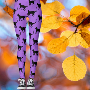 Black Cat Purple Haze Crazy Cat Leggings