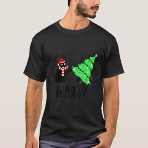 Black Cat Pushing Christmas Tree Over  Cat What 1 T-Shirt