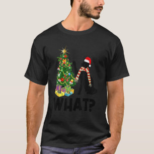 Black Cat Pushing Christmas Tree Over Cat What 1 T-Shirt