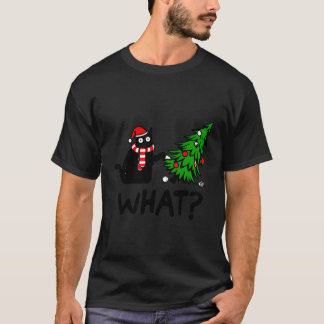 Black Cat Pushing Tree Over Cat W T-Shirt