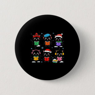 Black Cat Reading Book Christmas For Bookworm Cat  2 Inch Round Button