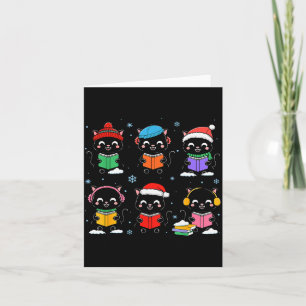 Black Cat Reading Book Christmas For Bookworm Cat  Card