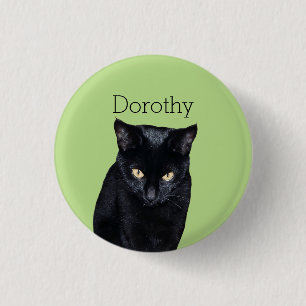 Black Cat real Photo Personalized Pinback Buttons