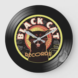 Black Cat Records Horloge murale - Retro Vinyl Jaz