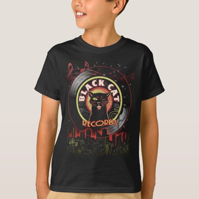 Black Cat Records Youth T-Shirt – Retro Vinyl (Front)